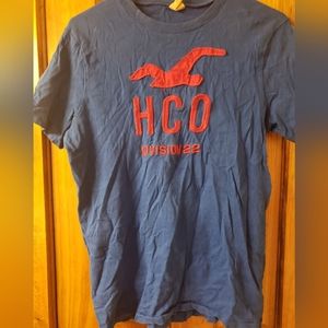 Hollister graphic Tee-blue/orange